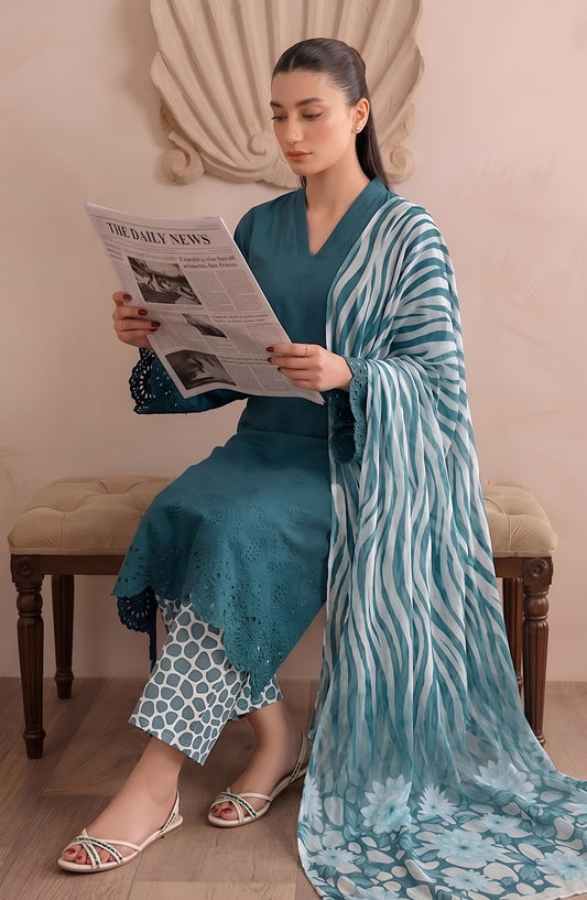 Jeem by Al Karim Chikankari Lawn Unstitched 3 Piece Suit - D-05 - AK26MLW - Ferozi - Summer Collection