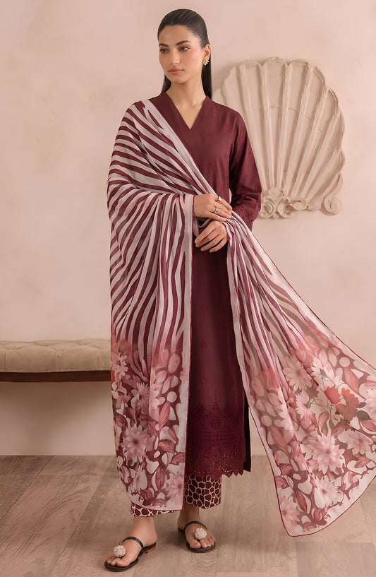 Jeem by Al Karim Chikankari Lawn Unstitched 3 Piece Suit - D-04 - AK26MLW - Pink - Summer Collection