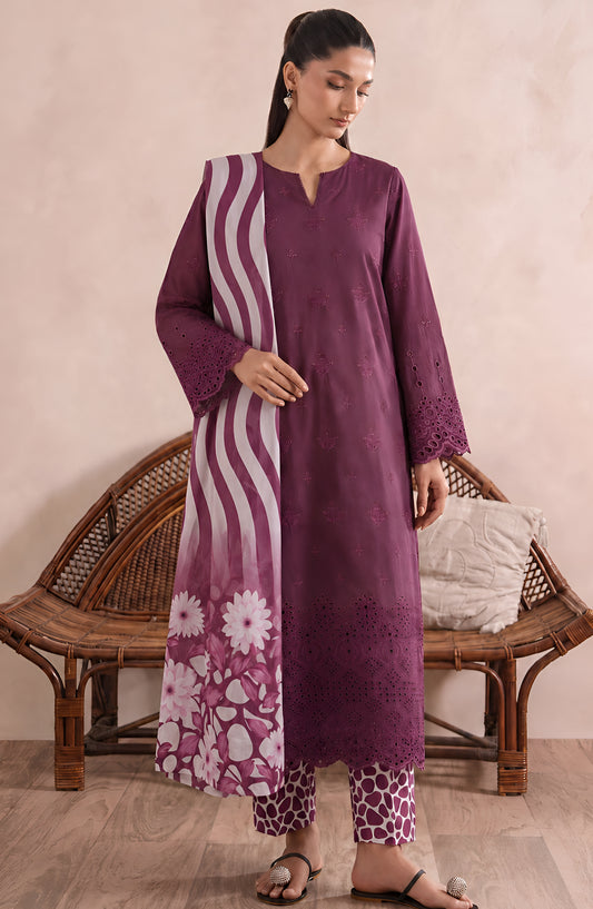 Jeem by Al Karim Chikankari Lawn Unstitched 3 Piece Suit - D-02 - AK26MLW - Purple - Summer Collection