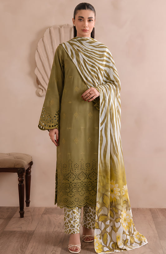 Jeem by Al Karim Chikankari Lawn Unstitched 3 Piece Suit - D-01 - AK26MLW - Green - Summer Collection