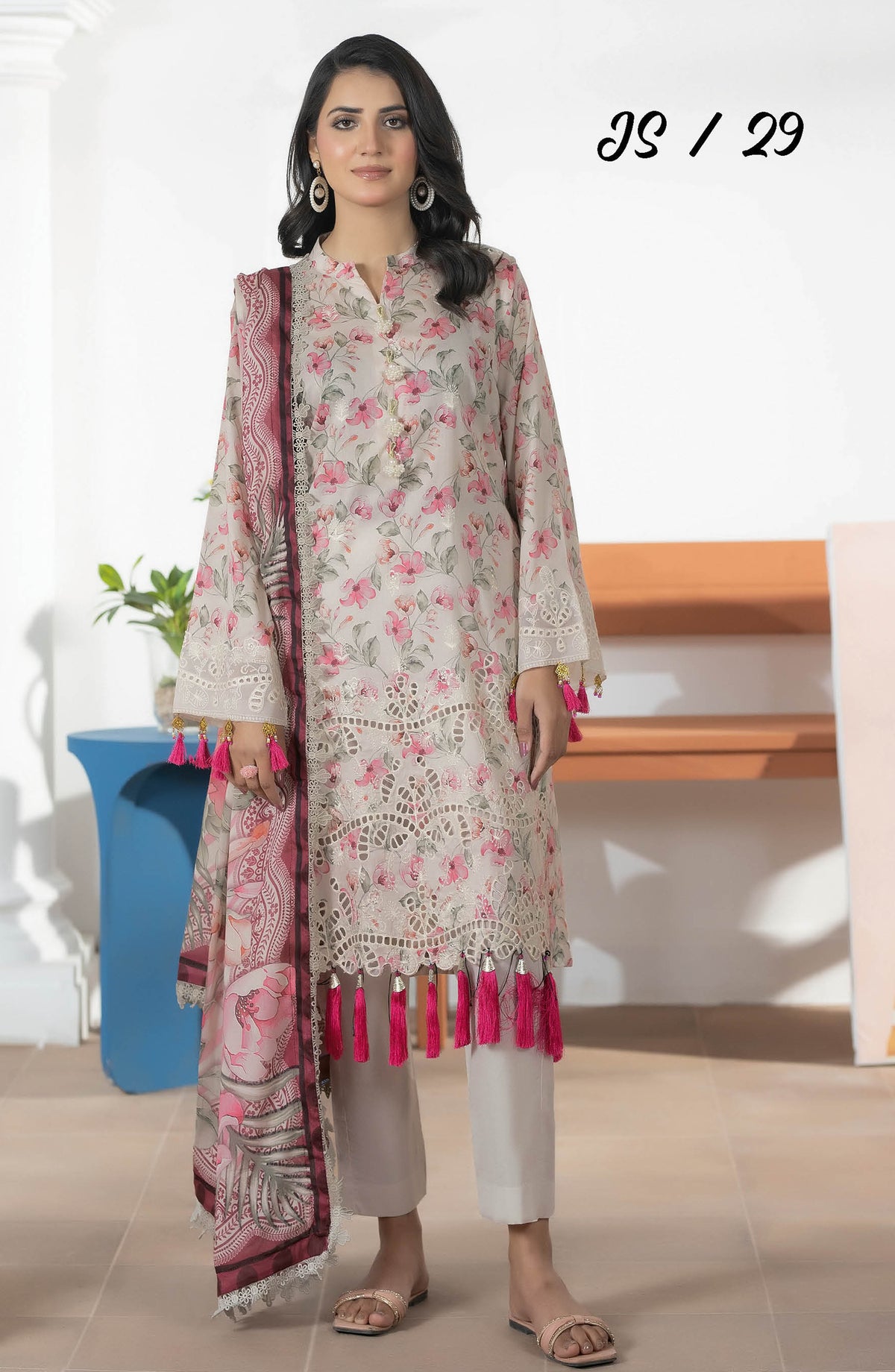Jhanvi by Johra Embroidered Lawn Unstitched 3 Piece Suit - JS-29 - JH26JHN - Pink - Summer Collection