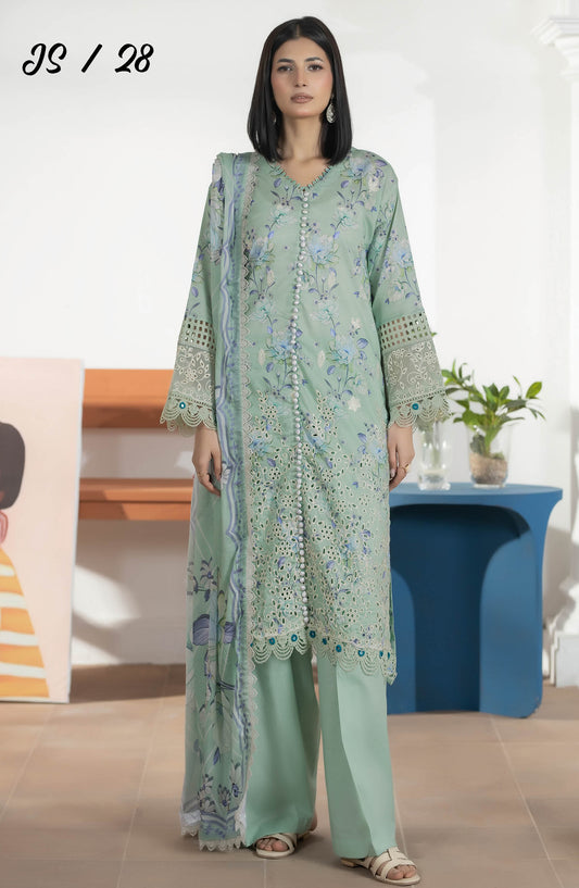 Jhanvi by Johra Embroidered Lawn Unstitched 3 Piece Suit - JS-28 - JH26JHN - Green - Summer Collection