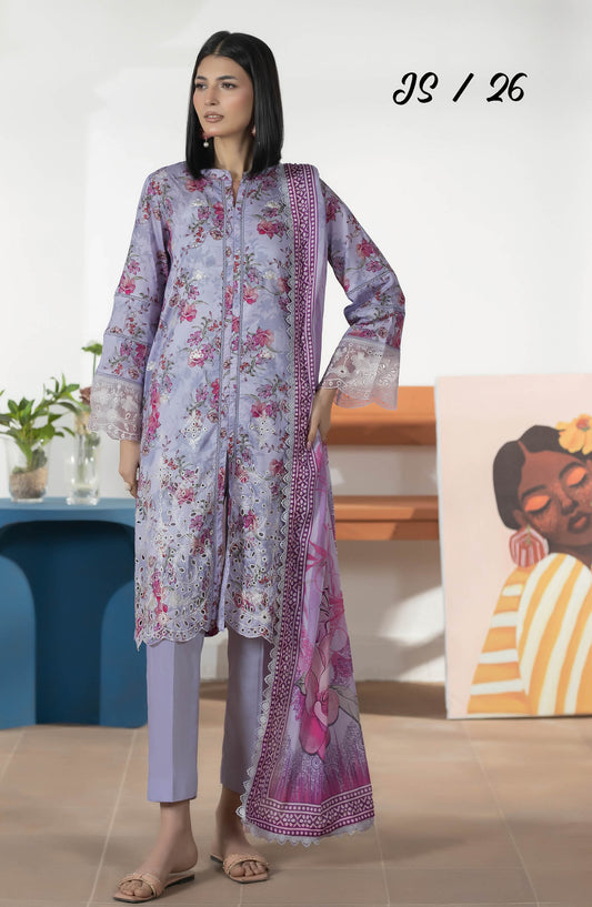 Jhanvi by Johra Embroidered Lawn Unstitched 3 Piece Suit - JS-26 - JH26JHN - Blue - Summer Collection