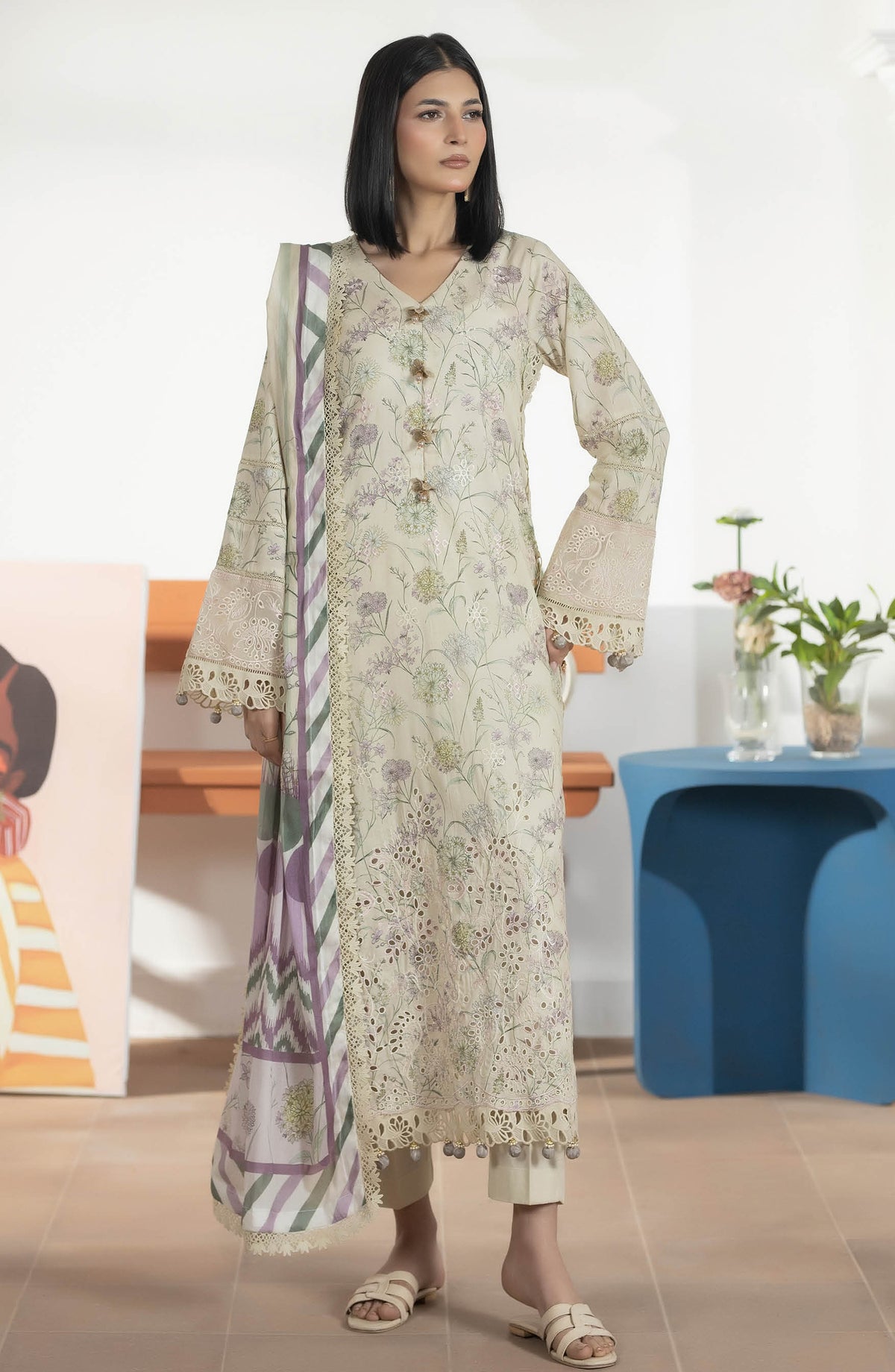 Jhanvi by Johra Embroidered Lawn Unstitched 3 Piece Suit - JS-24 - JH26JHN - Light Green - Summer Collection
