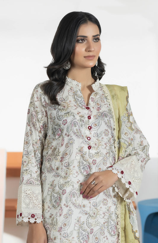 Jhanvi by Johra Embroidered Lawn Unstitched 3 Piece Suit - JS-21 - JH26JHN - Off White - Summer Collection