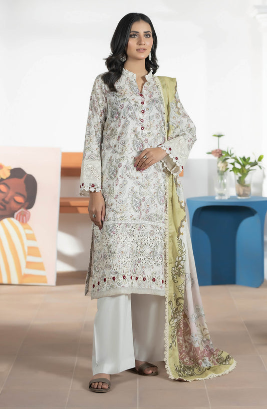 Jhanvi by Johra Embroidered Lawn Unstitched 3 Piece Suit - JS-21 - JH26JHN - Off White - Summer Collection