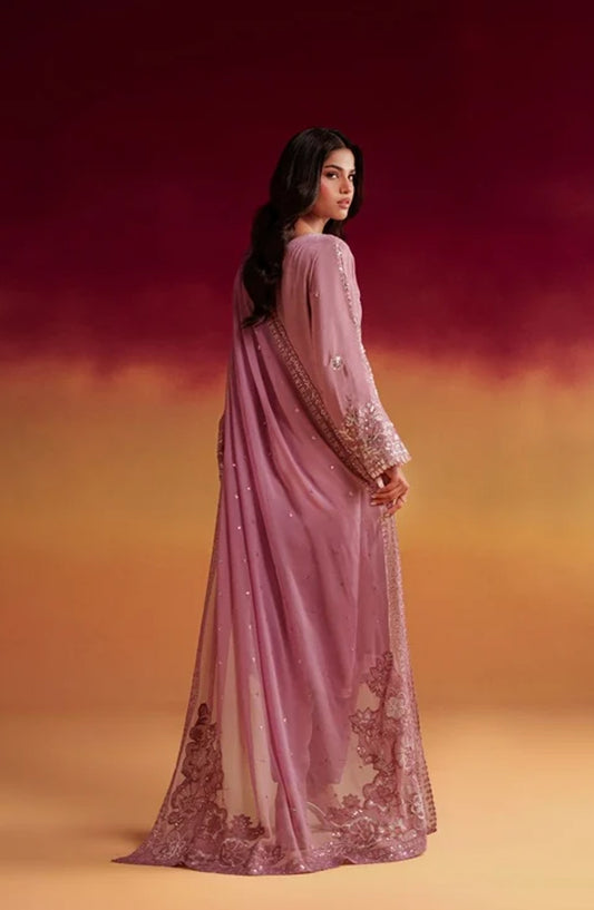 Jhilmil by Al Karim Embroidered Silk Stitched 3 Piece Suit - SIPO VX-199 - AK26JHL - Pink - Festive Collection