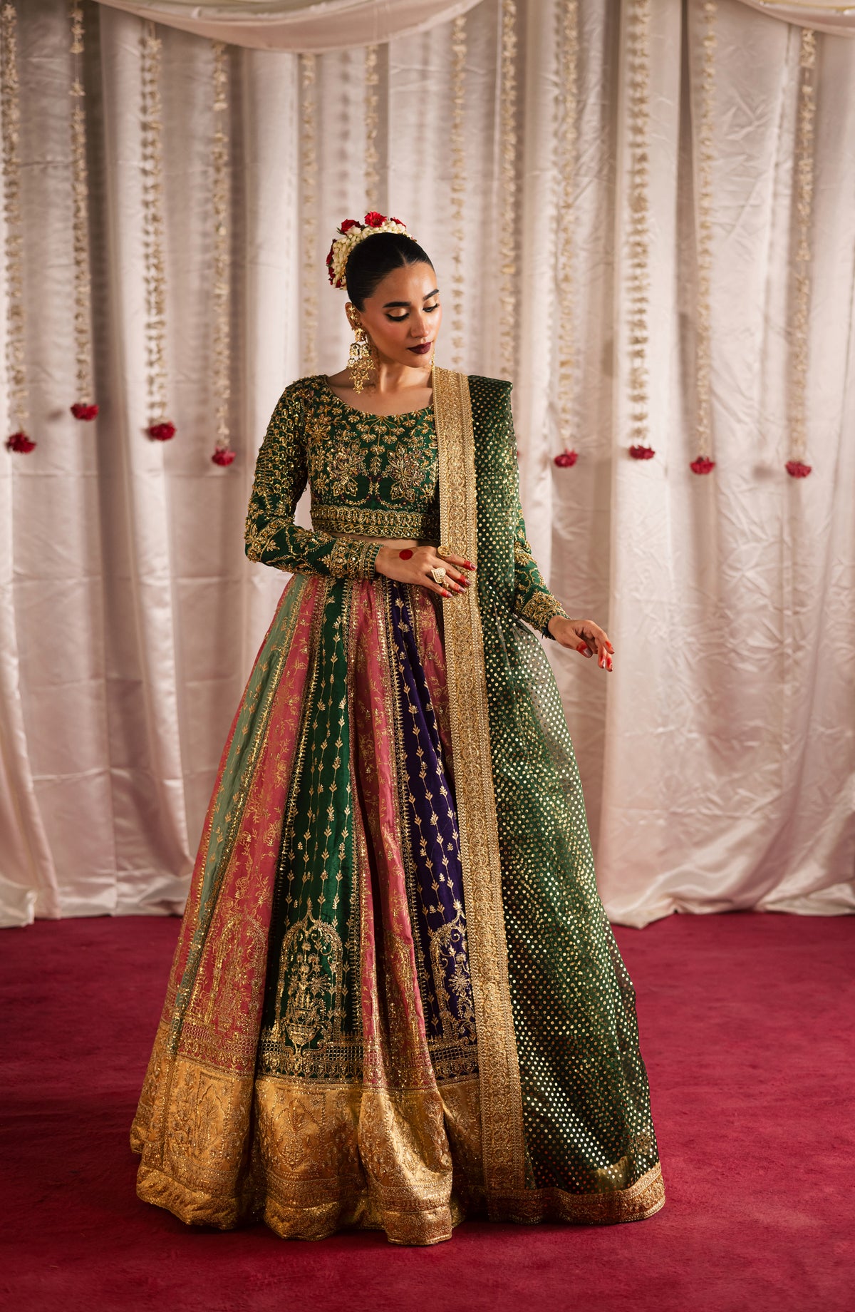 Jhilmil by Maria Osama Khan Embroidered Raw Silk Unstitched 3 Piece Suit - D-001 Rangrez - MOK25JHM - Multi - Wedding Collection
