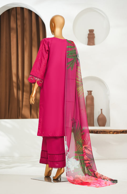 Jhoomar by Amna Khadija Embroidered Lawn Stitched 3 Piece Suit - JSLF-02 - AM26JSLF - Pink - Festive Collection
