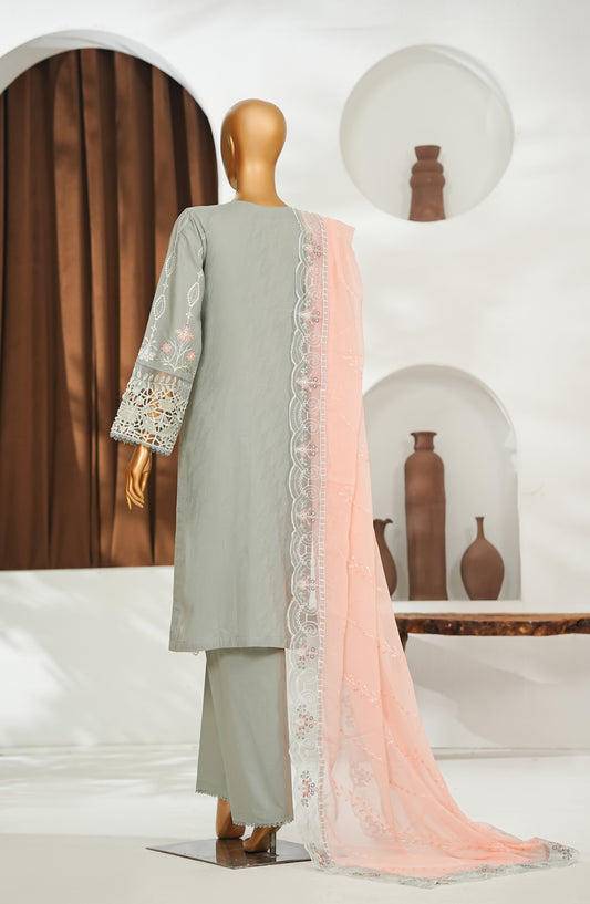 Jhoomar by Amna Khadija Embroidered Lawn Stitched 3 Piece Suit - JSLF-04 - AM26JSLF - Grey - Festive Collection