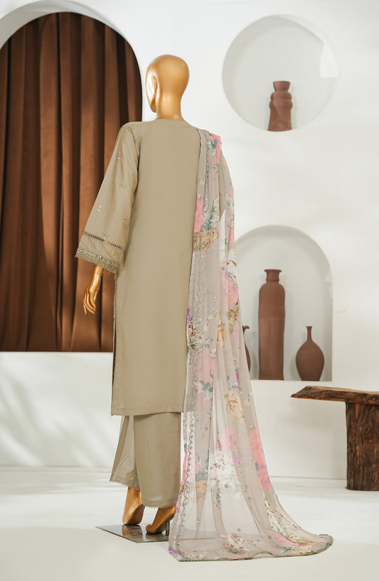 Jhoomar by Amna Khadija Embroidered Lawn Stitched 3 Piece Suit - JSLF-07 - AM26JSLF - Grey - Festive Collection