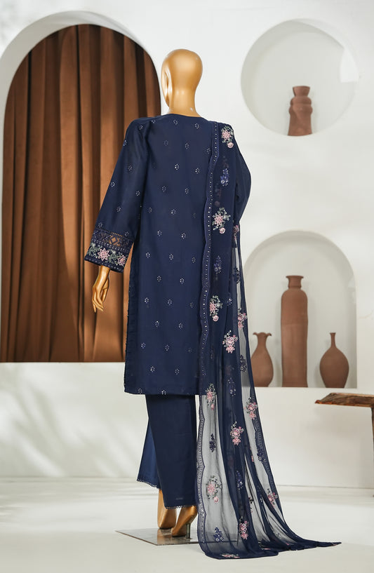 Jhoomar by Amna Khadija Embroidered Lawn Stitched 3 Piece Suit - JSLF-08 - AM26JSLF - Blue - Festive Collection