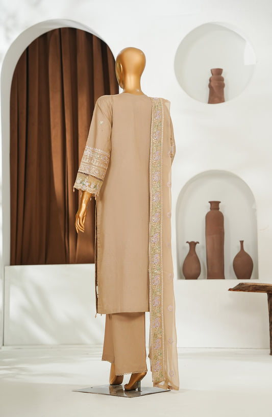 Jhoomar by Amna Khadija Embroidered Lawn Stitched 3 Piece Suit - JSLF-09 - AM26JSLF - Peach - Festive Collection