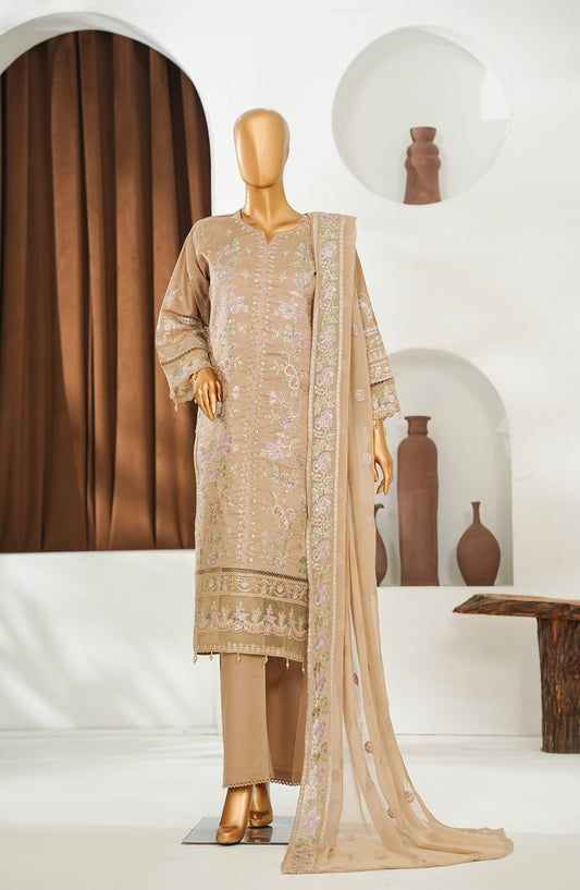 Jhoomar by Amna Khadija Embroidered Lawn Stitched 3 Piece Suit - JSLF-09 - AM26JSLF - Peach - Festive Collection