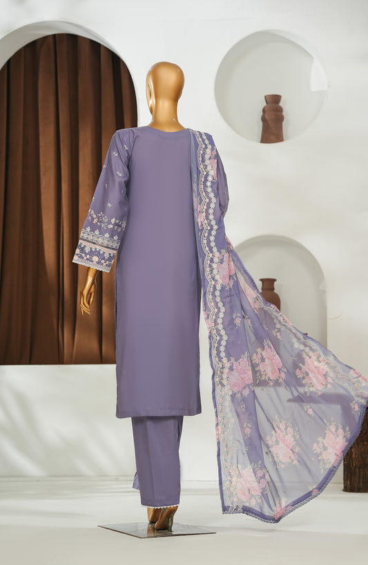 Jhoomar by Amna Khadija Embroidered Lawn Stitched 3 Piece Suit - JSLF-14 - AM26JSLF - Purple - Festive Collection