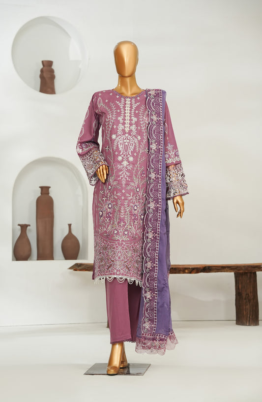 Jhoomar by Amna Khadija Embroidered Lawn Stitched 3 Piece Suit - JSLF-15 - AM26JSLF - Pink - Festive Collection