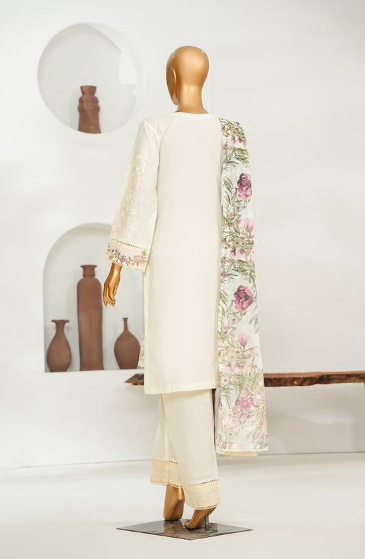 Jhoomar by Amna Khadija Embroidered Lawn Stitched 3 Piece Suit - JSLF-16 - AM26JSLF - White - Festive Collection