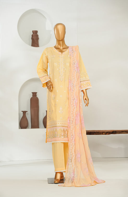 Jhoomar by Amna Khadija Embroidered Lawn Stitched 3 Piece Suit - JSLF-17 - AM26JSLF - Yellow - Festive Collection
