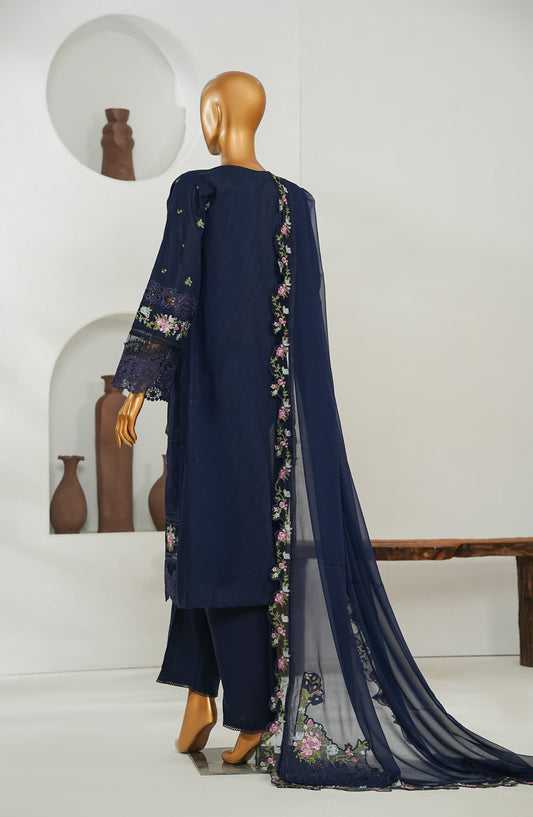 Jhoomar by Amna Khadija Embroidered Lawn Stitched 3 Piece Suit - JSLF-18 - AM26JSLF - Blue - Festive Collection