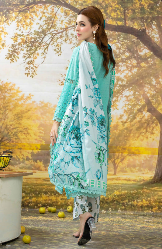 Johra Black Pearl Chikankari Lawn Unstitched 3 Piece Suit - JS-715 - JH26BP - Sea Green - Summer Collection