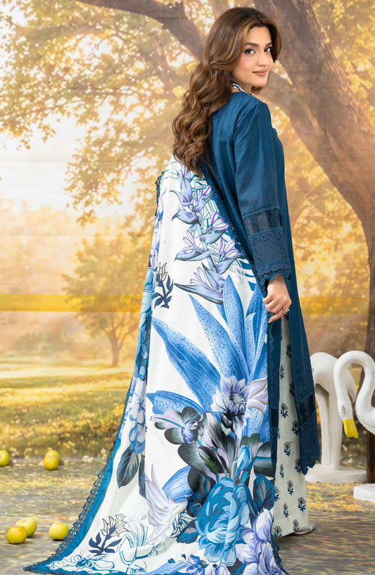 Johra Black Pearl Chikankari Lawn Unstitched 3 Piece Suit - JS-713 - JH26BP - Blue - Summer Collection