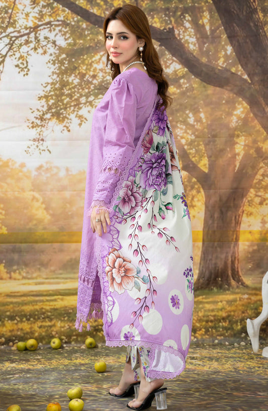 Johra Black Pearl Chikankari Lawn Unstitched 3 Piece Suit - JS-711 - JH26BP - Purple - Summer Collection