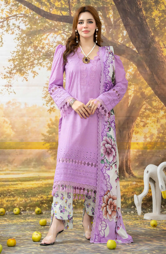 Johra Black Pearl Chikankari Lawn Unstitched 3 Piece Suit - JS-711 - JH26BP - Purple - Summer Collection