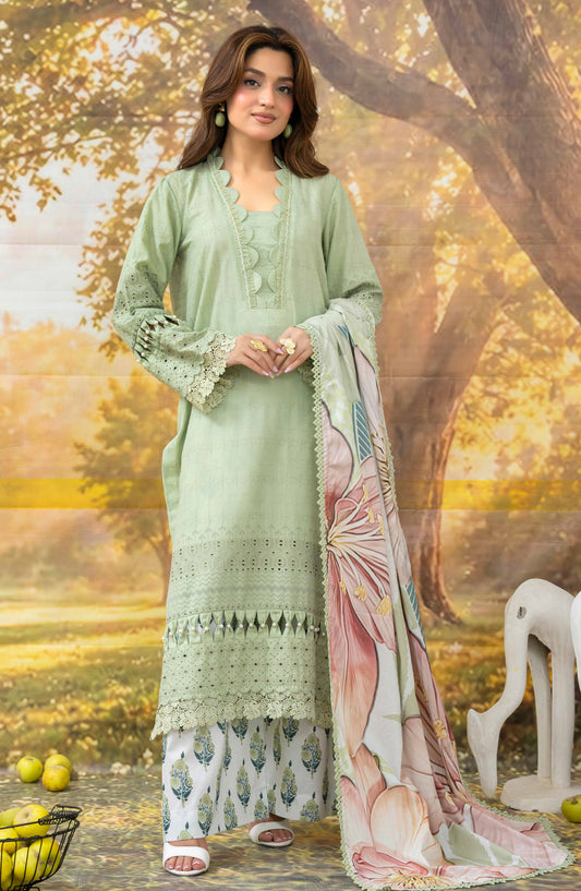 Johra Black Pearl Chikankari Lawn Unstitched 3 Piece Suit - JS-710 - JH26BP - Green - Summer Collection