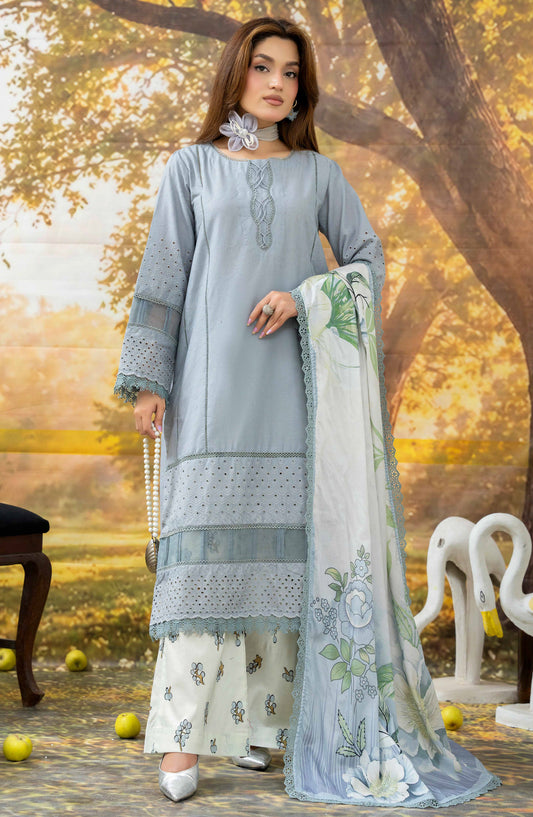 Johra Black Pearl Chikankari Lawn Unstitched 3 Piece Suit - JS-708 - JH26BP - Blue - Summer Collection