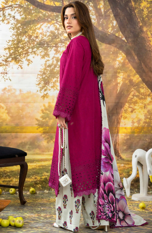 Johra Black Pearl Chikankari Lawn Unstitched 3 Piece Suit - JS-707 - JH26BP - Pink - Summer Collection