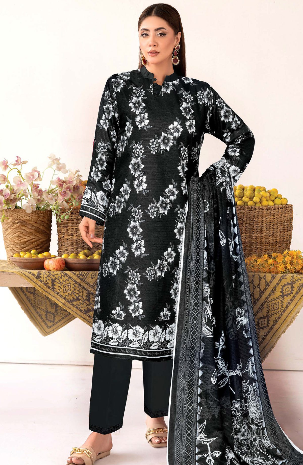 Johra Glow Printed Lawn Unstitched 3 Piece Suit - JH-1432 - JH25GLOW - Black - Casual Collection