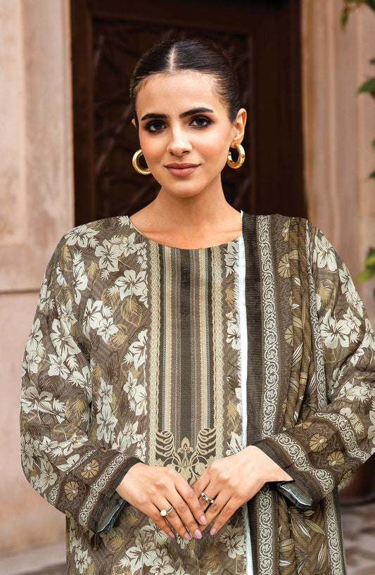 Johra Glow Printed Lawn Unstitched 3 Piece Suit - JH-1427 - JH25GLOW - Olive - Casual Collection