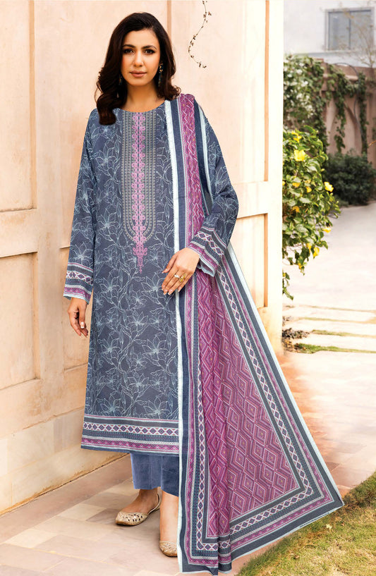 Johra Glow Printed Lawn Unstitched 3 Piece Suit - JH-1425 - JH25GLOW - Blue - Casual Collection
