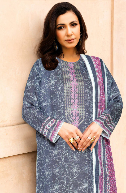 Johra Glow Printed Lawn Unstitched 3 Piece Suit - JH-1425 - JH25GLOW - Blue - Casual Collection