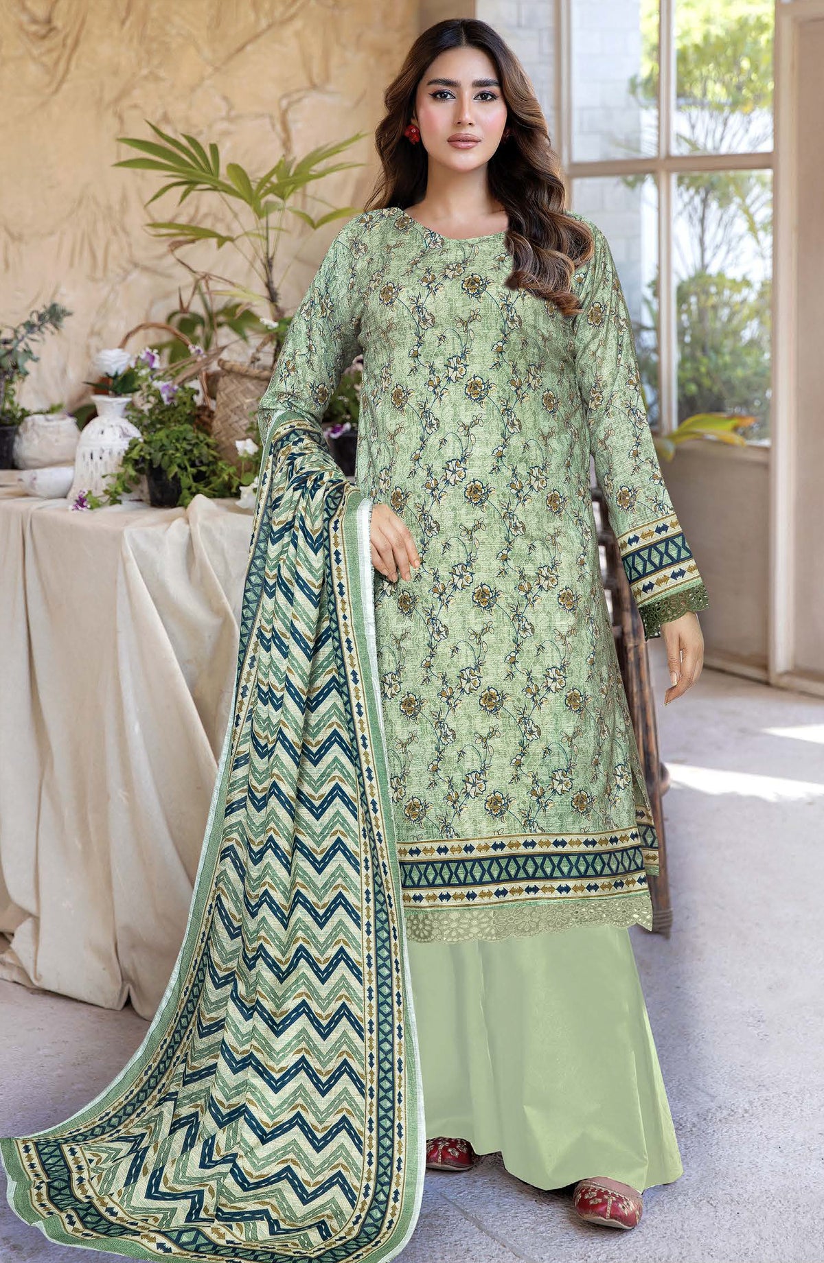 Johra Glow Printed Lawn Unstitched 3 Piece Suit - JH-1424 - JH25GLOW - Green - Casual Collection