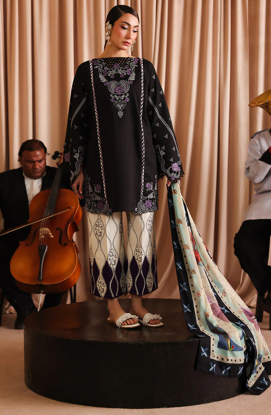 Joy Embroidered Lawn Stitched 2 Piece Suit - Emma - JY26ED - Black - Eid Collection