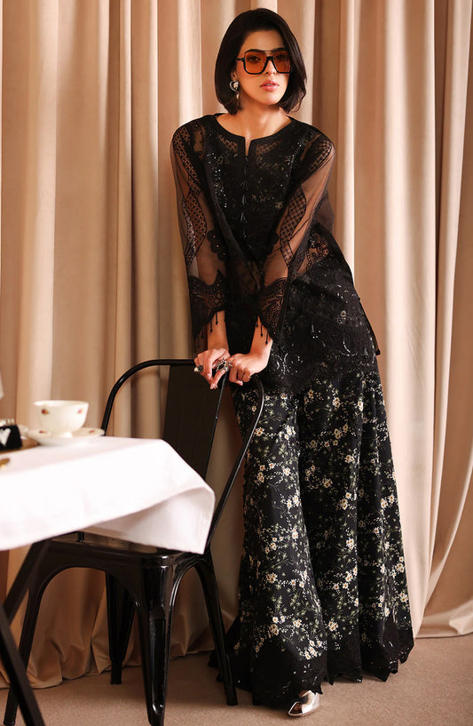Joy Embroidered Lawn Stitched 2 Piece Suit - Adele - JY26ED - Black - Eid Collection