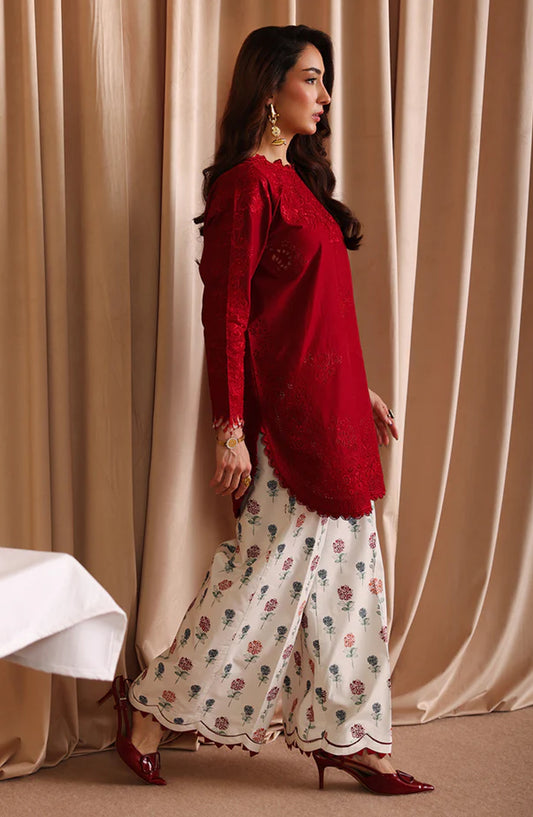 Joy Embroidered Lawn Stitched 2 Piece Suit - Mira - JY26ED - Red - Eid Collection