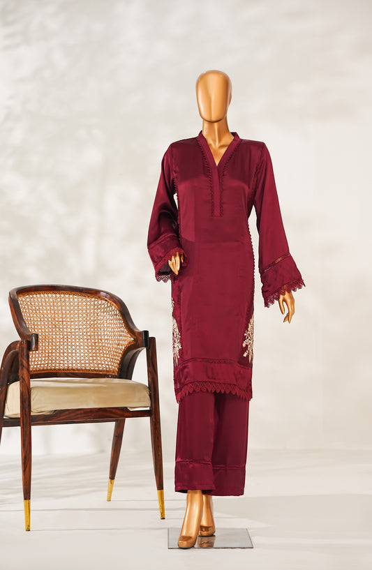 Jugni by Amna Khadija Embroidered Silk Stitched 2 Piece Suit - JSFP-02 - AM25JSFP - Maroon - Festive Collection