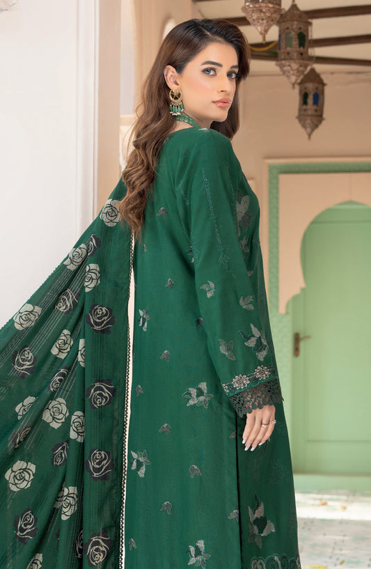 Jugnoo by Riaz Arts Premium Embroidered Dhanak Unstitched 3 Piece Suit - Design-04 - RA25JUG - Green - Winter Collection