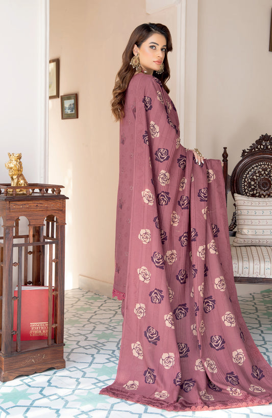 Jugnoo by Riaz Arts Premium Embroidered Dhanak Unstitched 3 Piece Suit - Design-03 - RA25JUG - Pink - Winter Collection