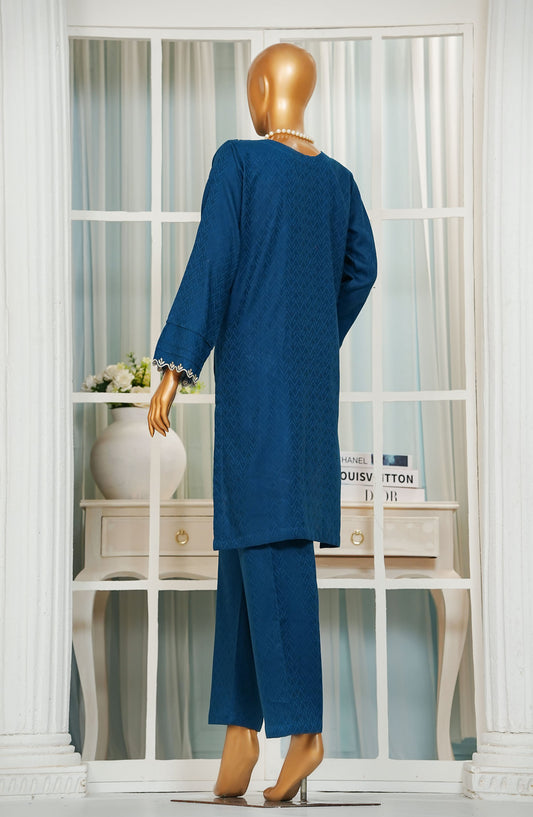 Kaya by Amna Khadija Premium Embroidered Cutwork Jacquard Cambric Stitched 2 Piece Suit - AM25KY - KEE-01 - Blue - Festive Collection