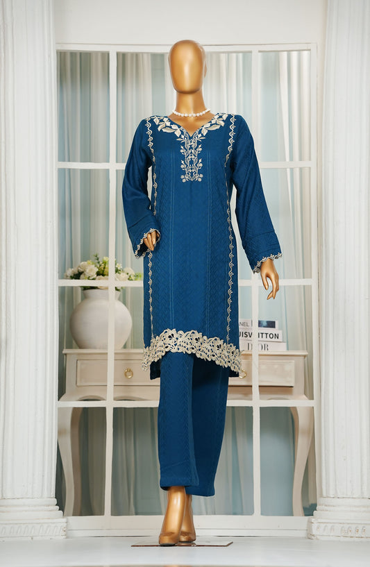 Kaya by Amna Khadija Premium Embroidered Cutwork Jacquard Cambric Stitched 2 Piece Suit - AM25KY - KEE-01 - Blue - Festive Collection