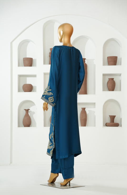 KHAEHS Mohar Silk by Amna Khadija Embroidered Shamooz Silk Stitched 2 Piece Suit - AKMS-14 - AM26AKMS - Teal - Casual Collection