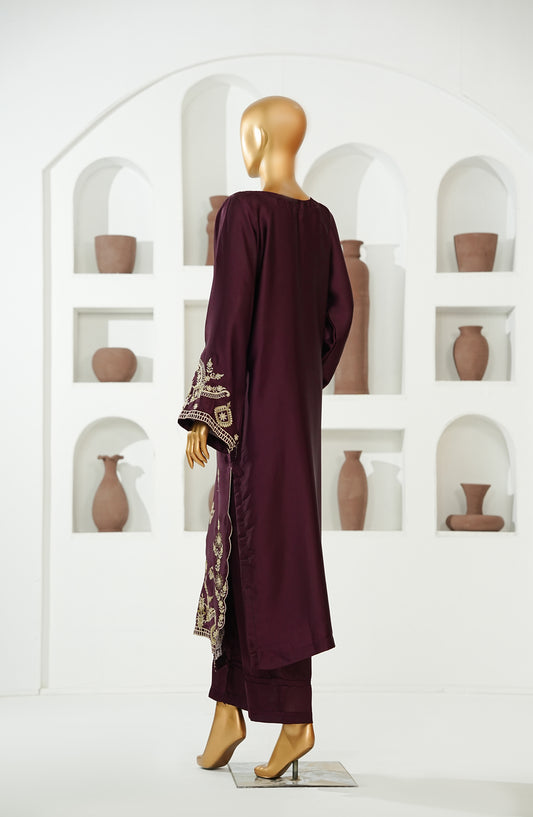 KHAEHS Mohar Silk by Amna Khadija Embroidered Shamooz Silk Stitched 2 Piece Suit - AKMS-15 - AM26AKMS - Purple - Casual Collection