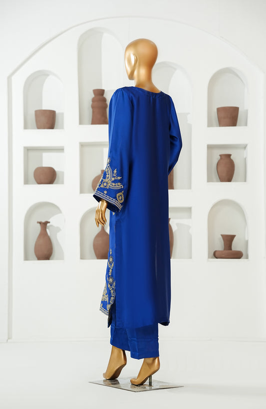KHAEHS Mohar Silk by Amna Khadija Embroidered Shamooz Silk Stitched 2 Piece Suit - AKMS-17 - AM26AKMS - Blue - Casual Collection