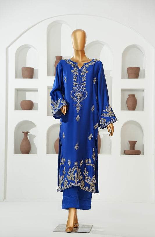 KHAEHS Mohar Silk by Amna Khadija Embroidered Shamooz Silk Stitched 2 Piece Suit - AKMS-17 - AM26AKMS - Blue - Casual Collection