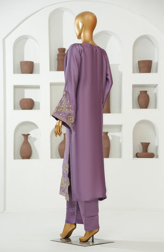 KHAEHS Mohar Silk by Amna Khadija Embroidered Shamooz Silk Stitched 2 Piece Suit - AKMS-18 - AM26AKMS - Purple - Casual Collection