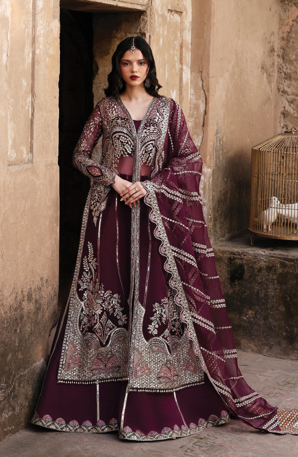 Kaashvi by Ayzel Embroidered Organza Unstitched 3 Piece Suit - TARAANI - AY25KSH - Purple - Wedding Collection