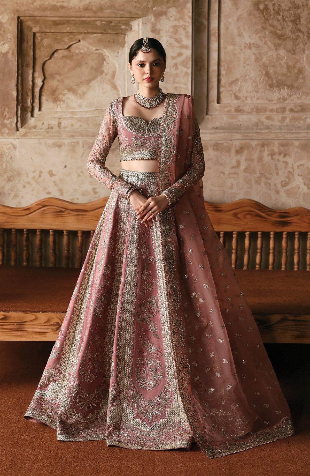 Kaashvi by Ayzel Embroidered Raw Silk Unstitched 3 Piece Suit - RAAHIYA - AY25KSH - Pink - Wedding Collection